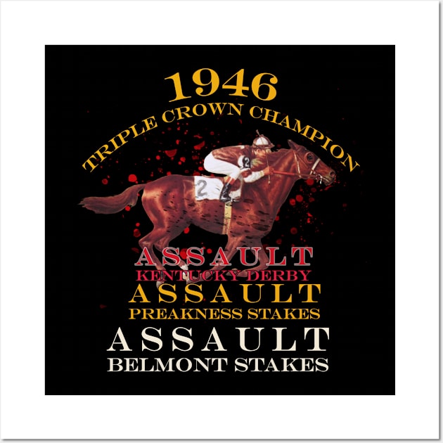 1946 Triple Crown Champion Assault horse racing design Wall Art by Ginny Luttrell